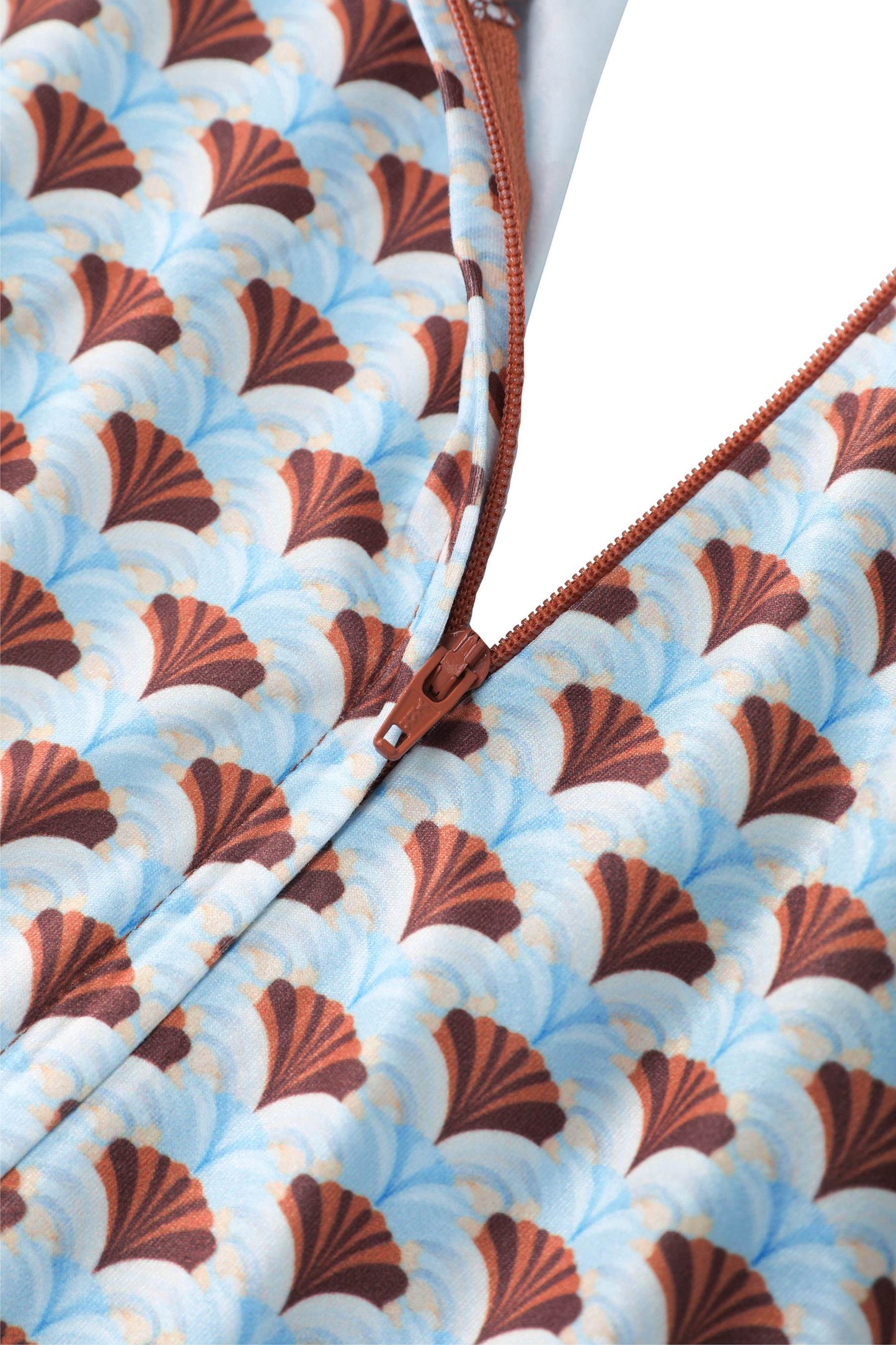 Julia 40s Light Blue Midi Dress In Seashell Print