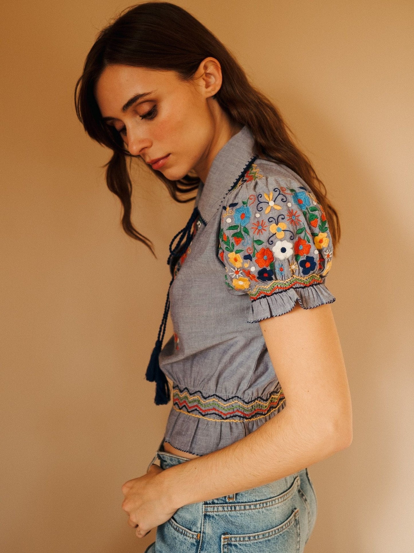Tali Top in Garden Embroidery