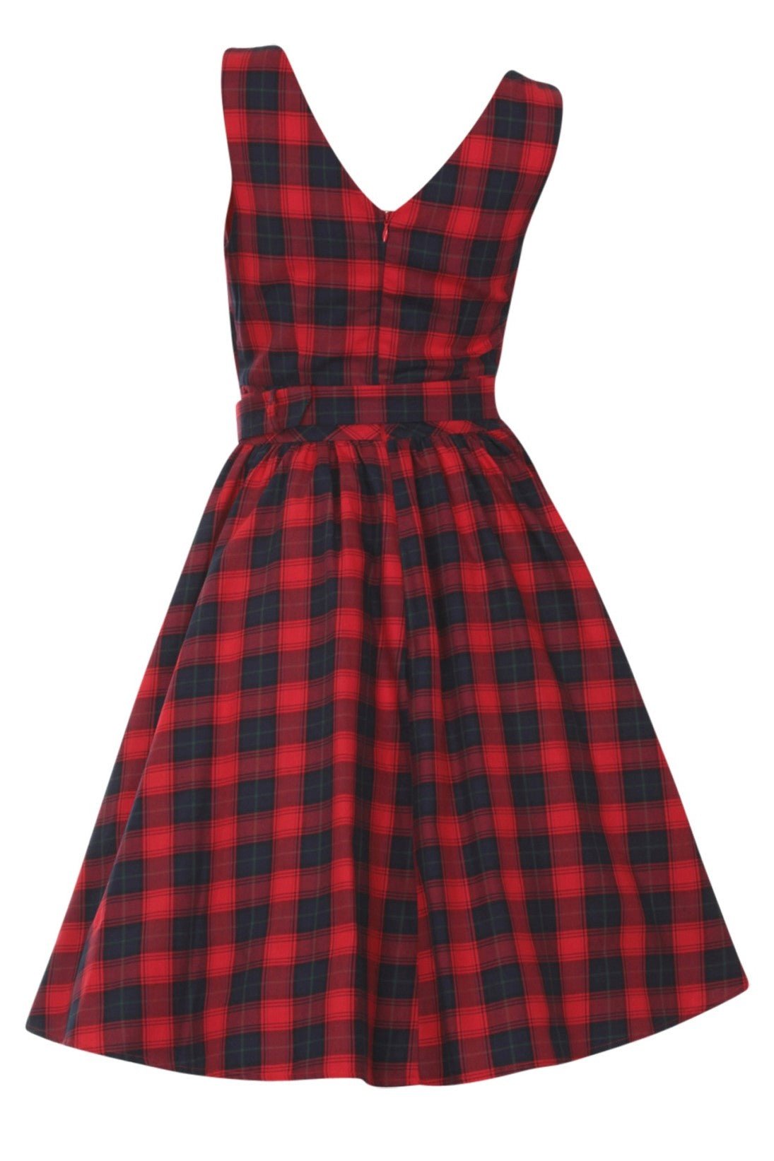 May Stylish V-neck Vintage Swing Dress in Red-Blue