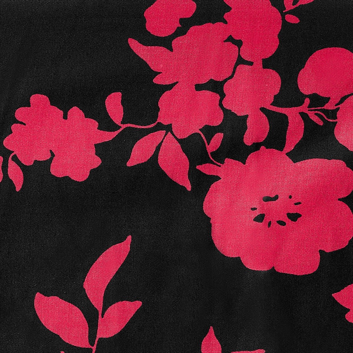 Darlene Retro Floral Swing Dress in Black/Red