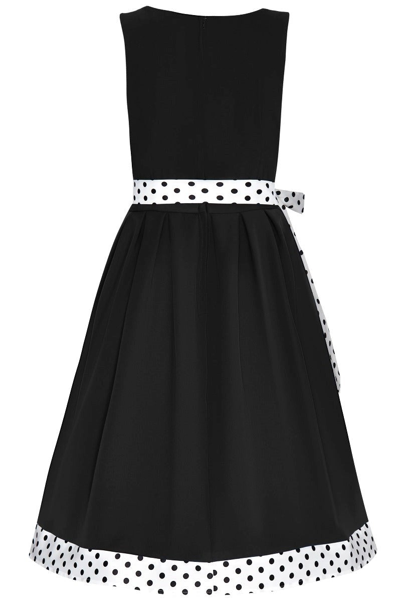 Elizabeth Swing Dress in Black & White Polka