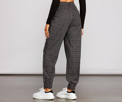 Keeping It Classy High Rise Plaid Jogger