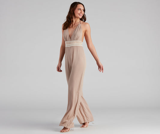 Free Spirit Crochet Waist Jumpsuit
