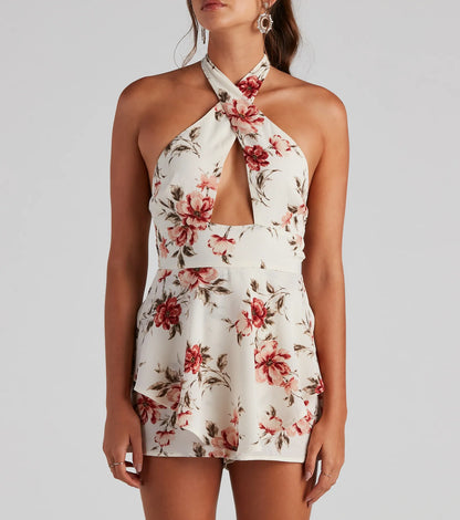 Love Me Floral Crepe Skort Romper