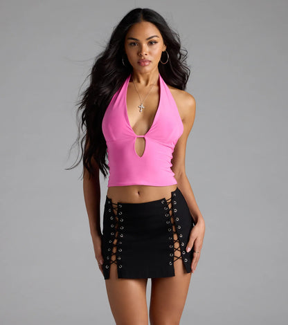 Paint The Town Lace-Up Mini Skirt