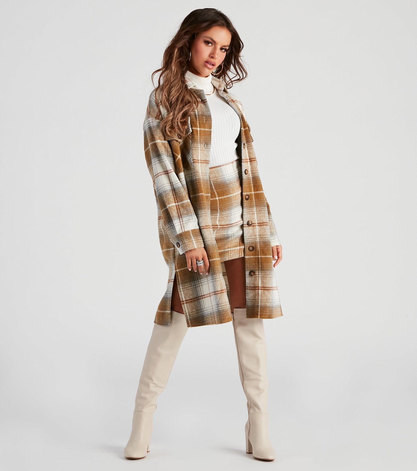 Best Match Plaid Slit Mini Skirt