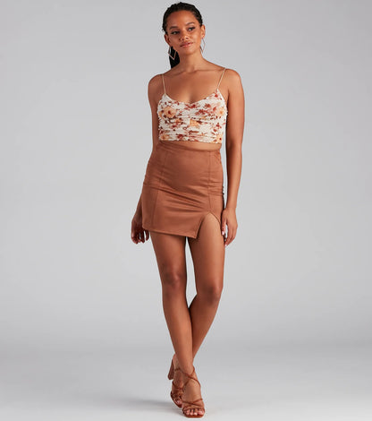 Fashionista High Waist Faux Suede Mini Skirt