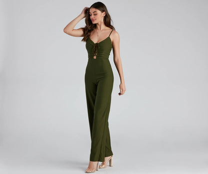 Climb The Ladder Lace Up Jumpsuit