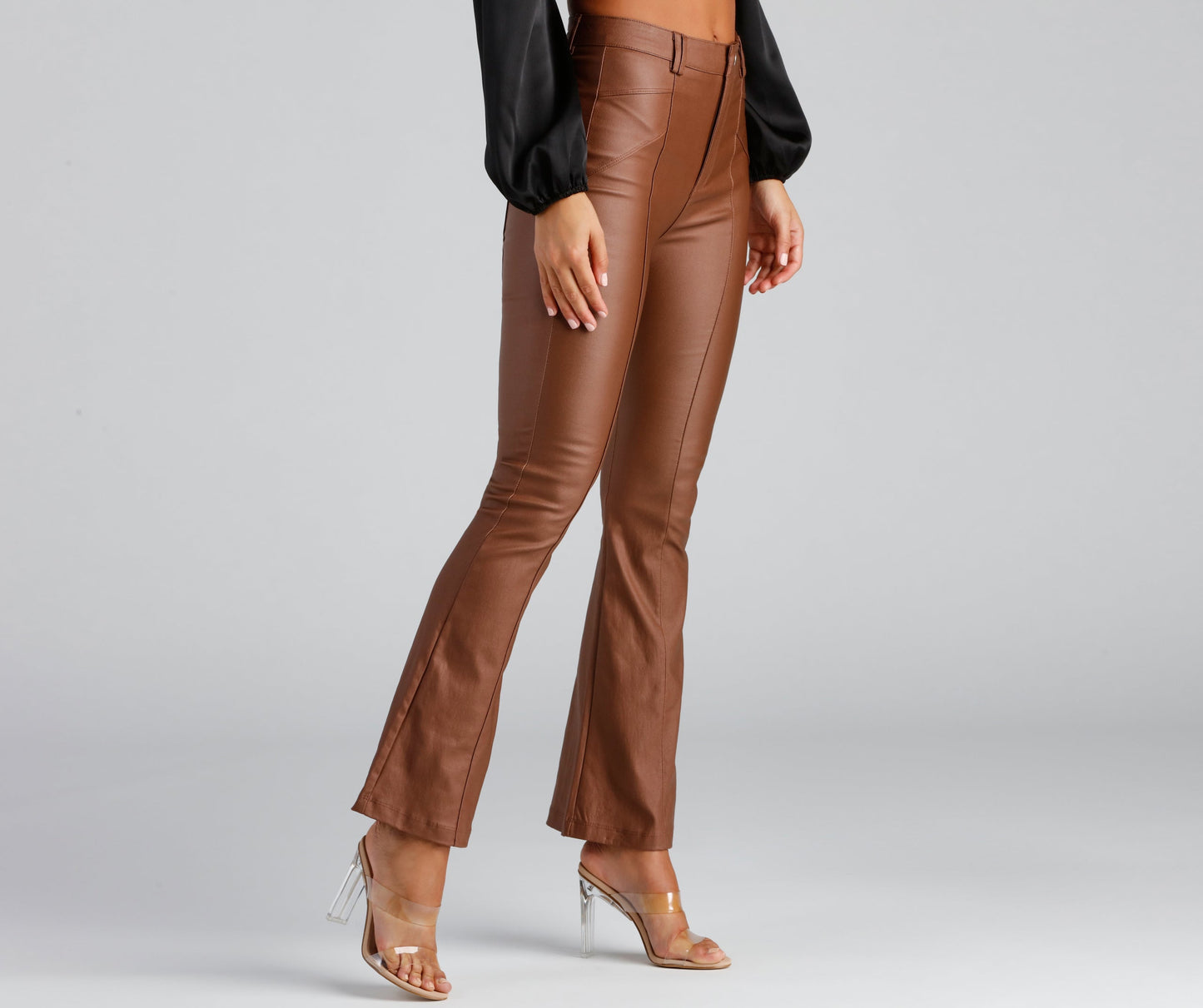 Coated In Chic Seam Flare Pants