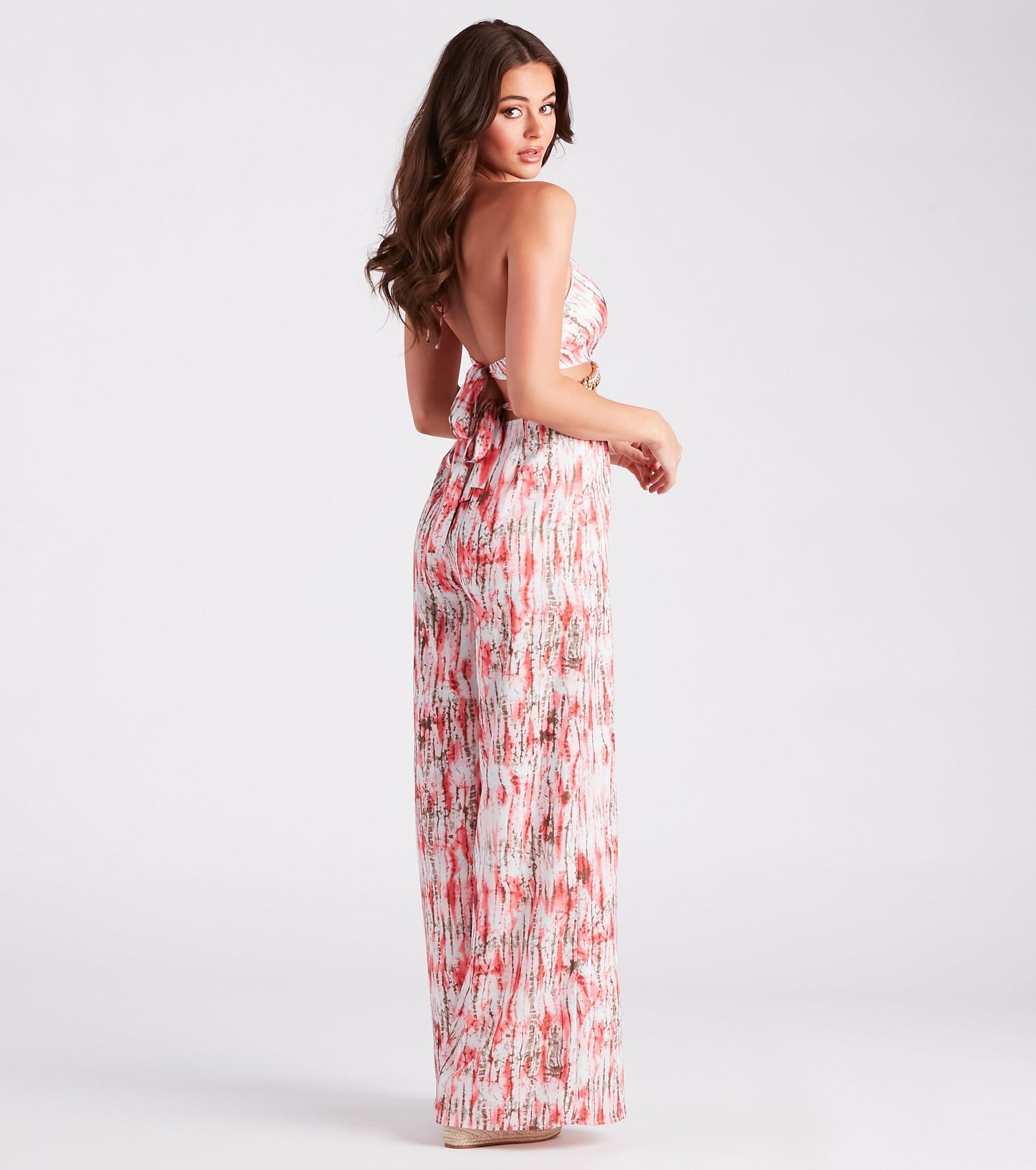 Feelin' Artsy Abstract Print Cutout Jumpsuit