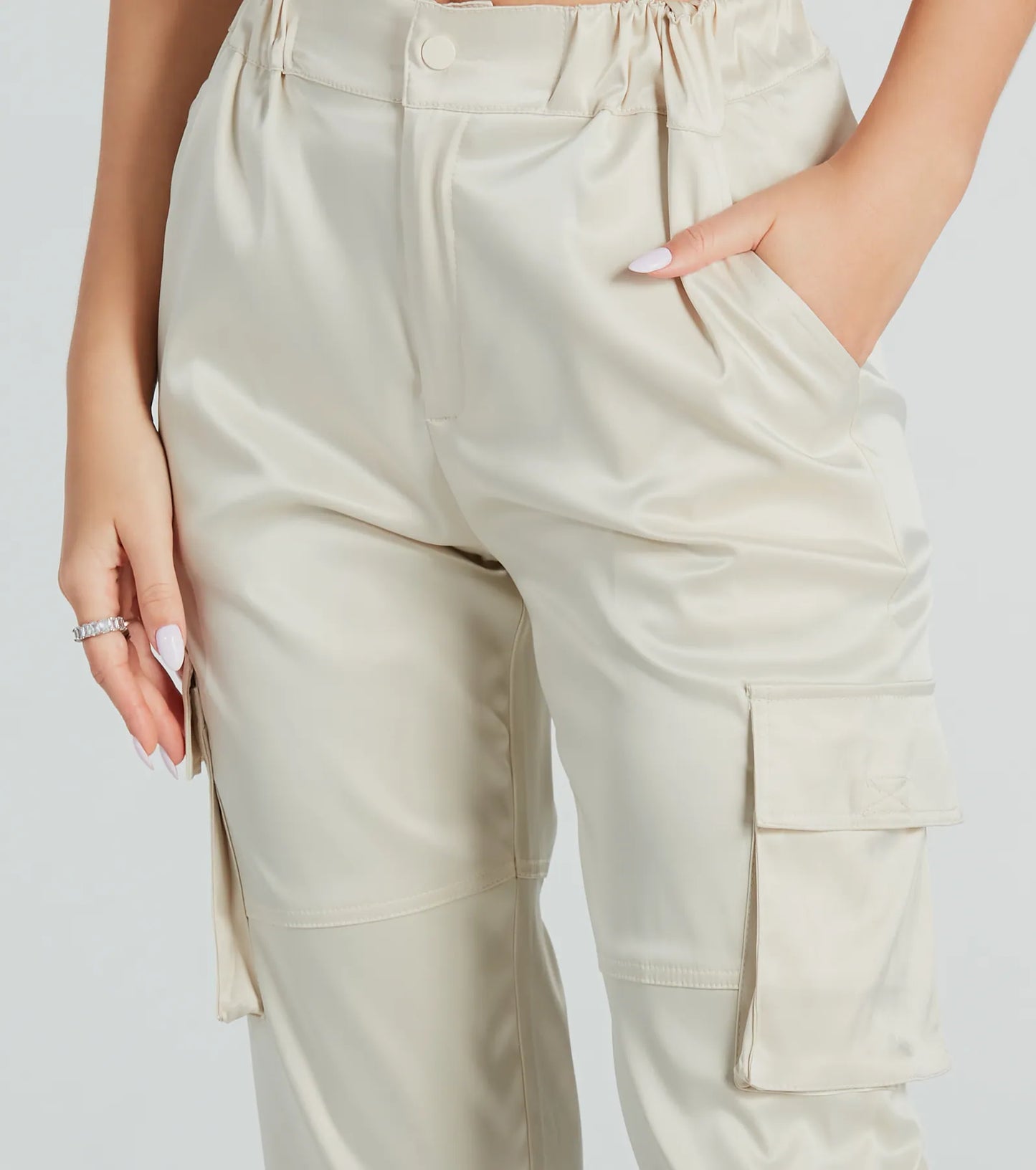 Got The Look Satin High-Rise Cargo Joggers