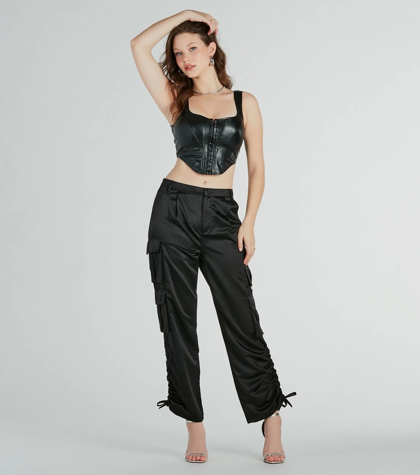 Trendy Babe Satin Cargo Pants