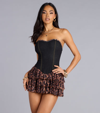 Wild Streak Denim Corset Romper