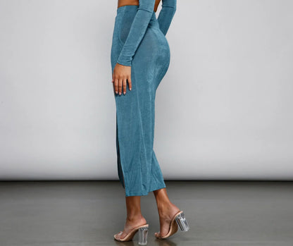 The Next Level High Slit Midi Skirt