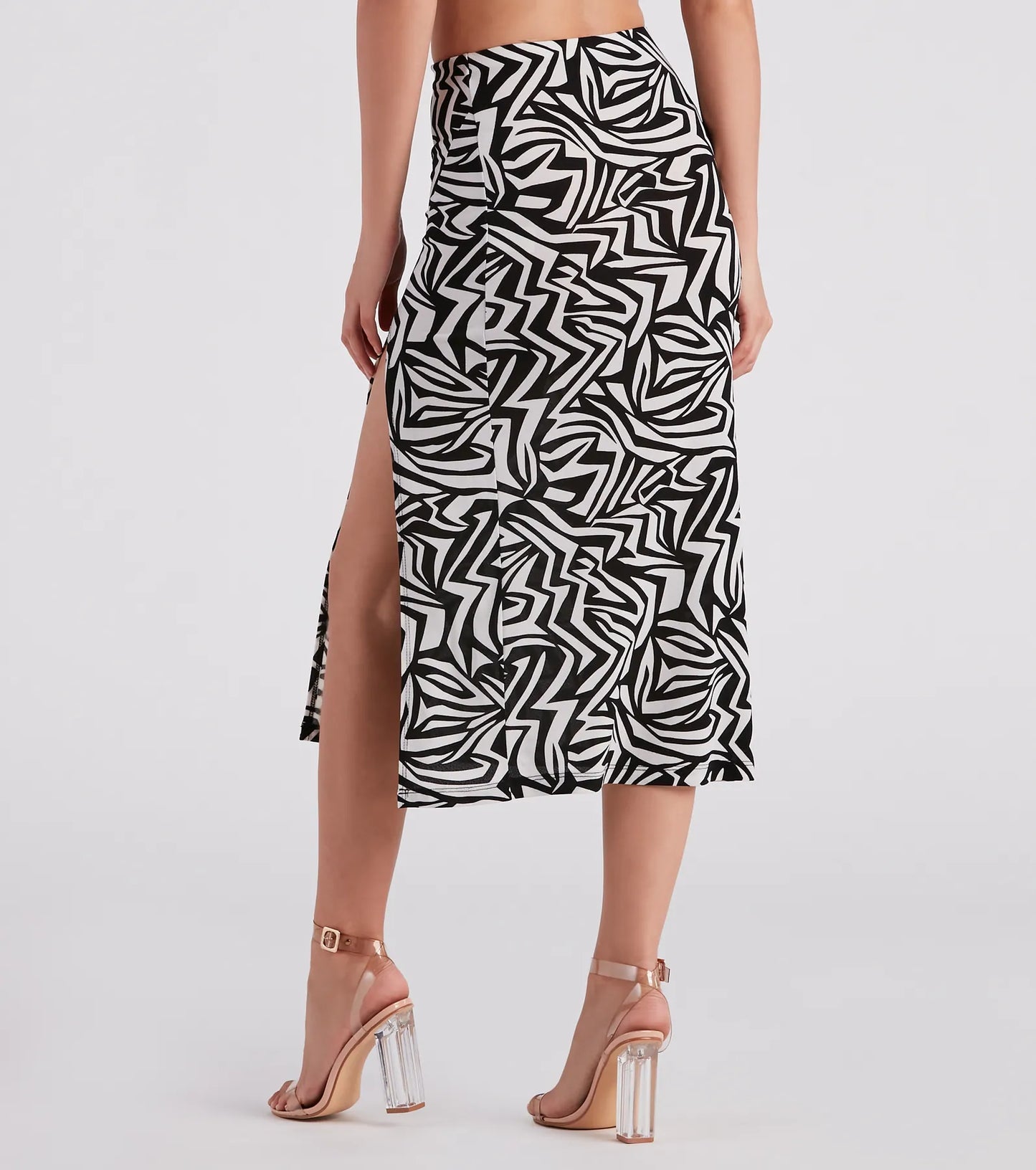 Artsy Mind Crepe Abstract Midi Skirt