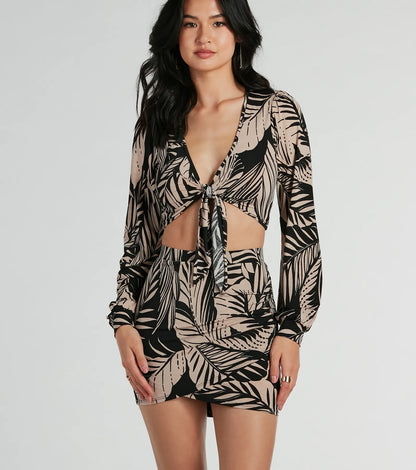 Tropical Day Dream High-Rise Wrap Mini Skirt