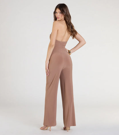 Let's Vacay Halter Cutout Wide-Leg Jumpsuit