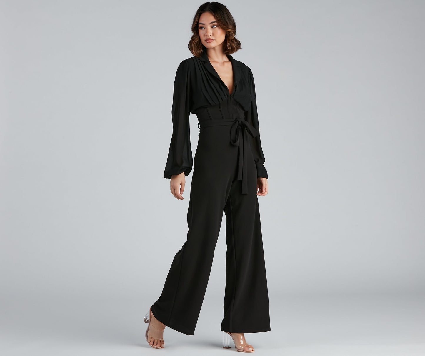 Stand Out Corset Chiffon Jumpsuit