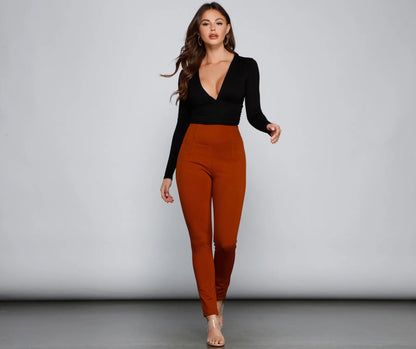 Classic High Waist Ponte Knit Leggings