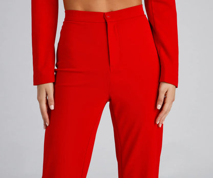 High Waist Flared Crepe Pants