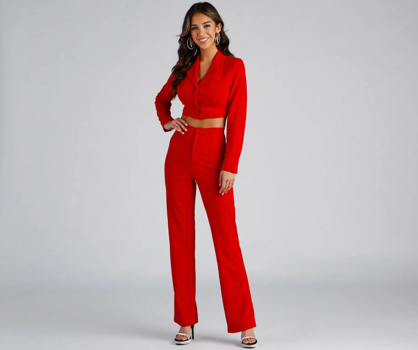 High Waist Flared Crepe Pants