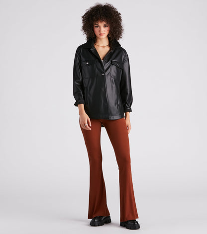 Trendy Babe Ribbed Knit Flare Pants