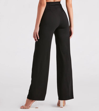 Workwear Chic Paperbag Wide-Leg Pants