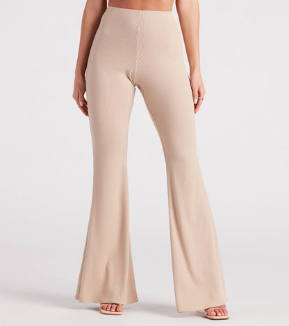 On A Flare High-Rise Knit Pants