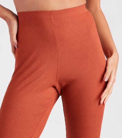 On A Flare High-Rise Knit Pants