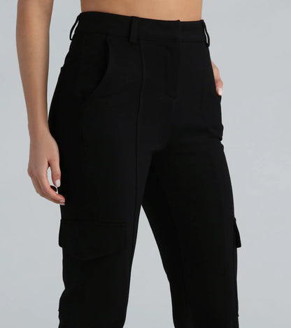 Look Again Ponte High-Rise Cargo Joggers
