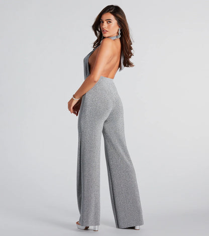 Spark Of Glamour Halter Backless Jumpsuit