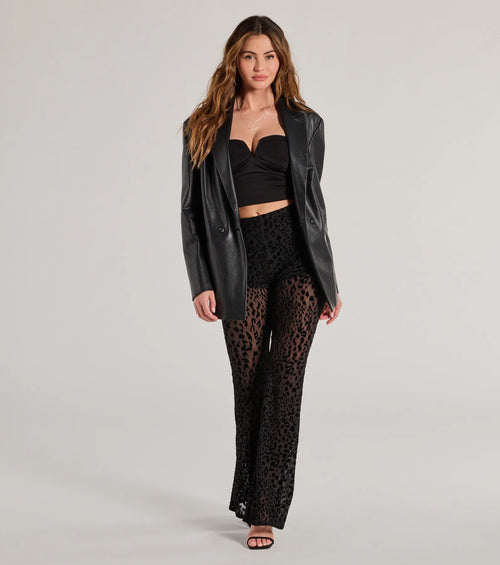 Chic In The Wild Cheetah Print Flared Mesh Pants