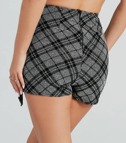 Preppy Plaid Babe High Rise Slit Skort