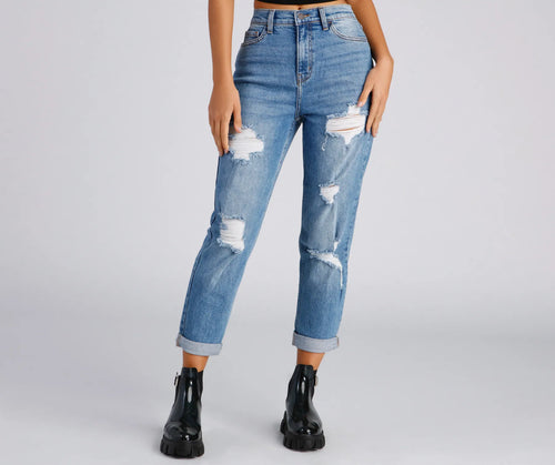 Raise The Bar High Rise Mom Jeans