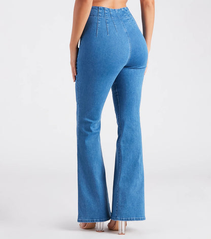 Bri High-Rise Button-Up Flare Jeans by Windsor Denim