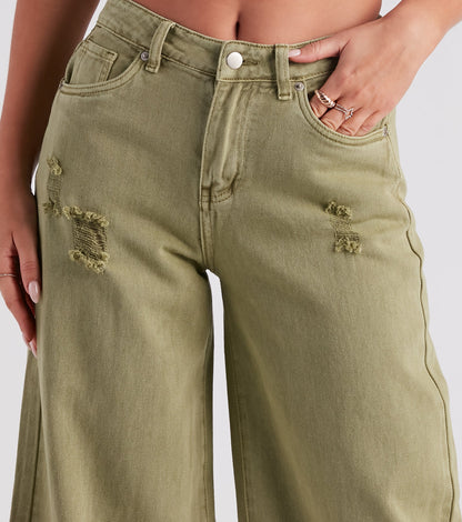 Good Angle Mid Rise Wide-Leg Denim Jeans