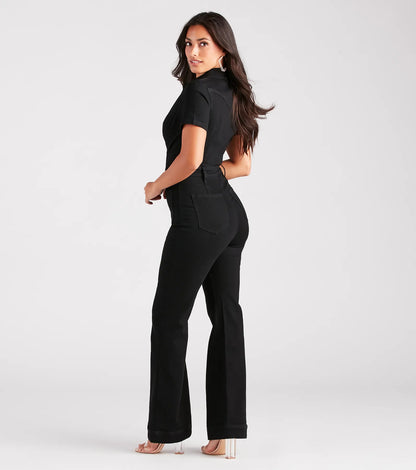 Gimme The Flare Denim Jumpsuit