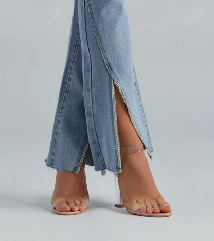 The Glam Treatment Rhinestone Flare Denim Jeans