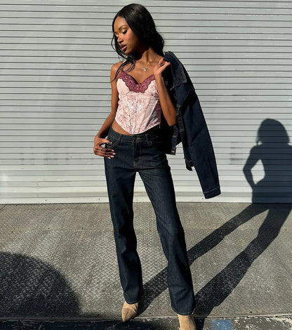 Elevated Chic High-Rise Straight Leg Denim Jeans