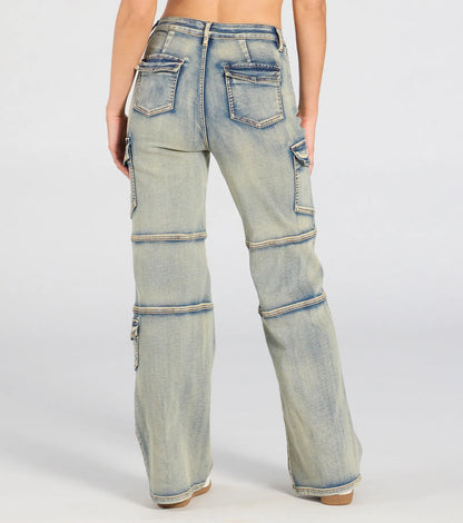 Cutie In Cargo High-Rise Denim Jeans
