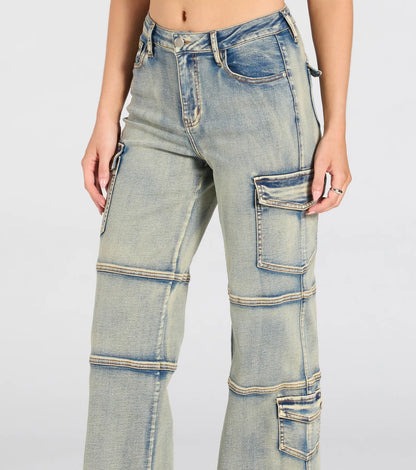 Cutie In Cargo High-Rise Denim Jeans