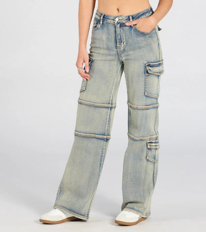 Cutie In Cargo High-Rise Denim Jeans