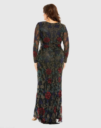 Black High Neck Beaded Embellished Gown