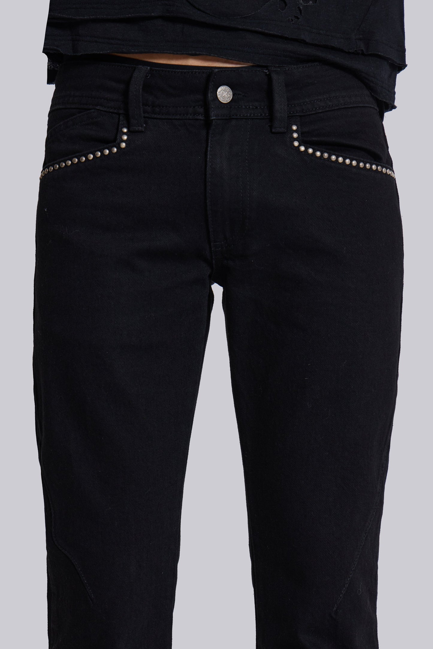 Jet Black Studded Drift Bootcut Jeans