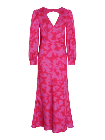 Francoise Dress in Magenta Blurred Floral