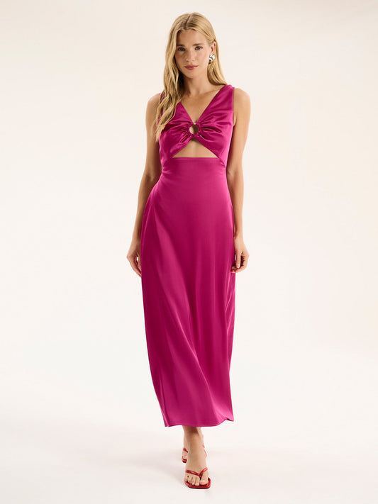 Fredrika Ring Detail Dress in Magenta