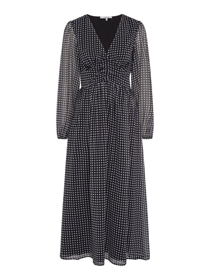 Gabriella Dress in Mono Gingham Print