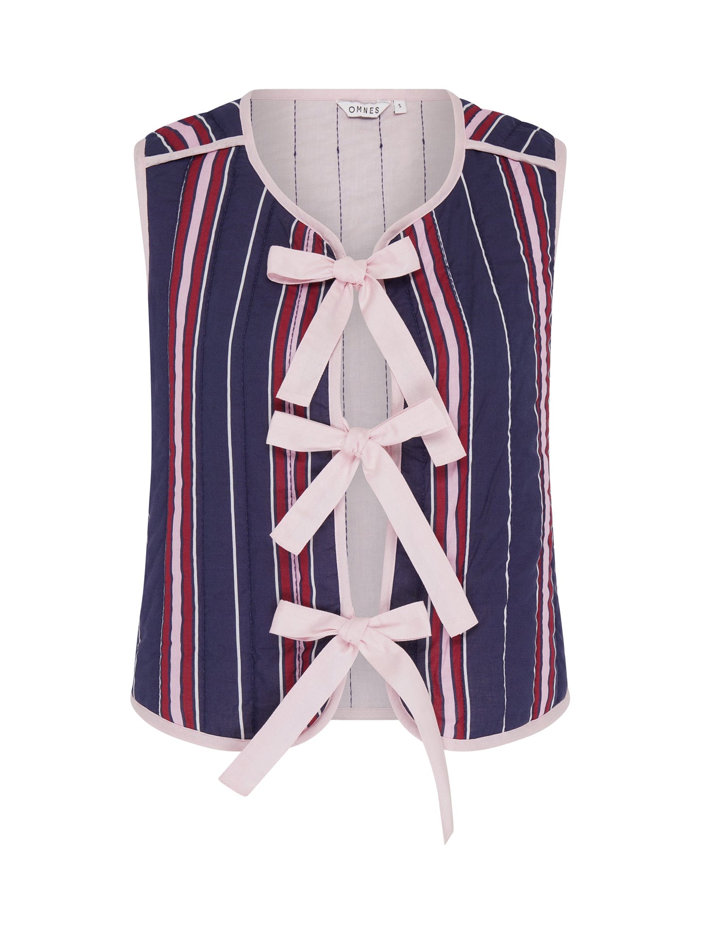 Jojo Quilted Gilet in Navy Stripe