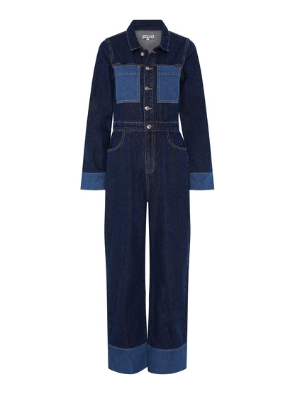 Diya Contrast Denim Jumpsuit in Midwash