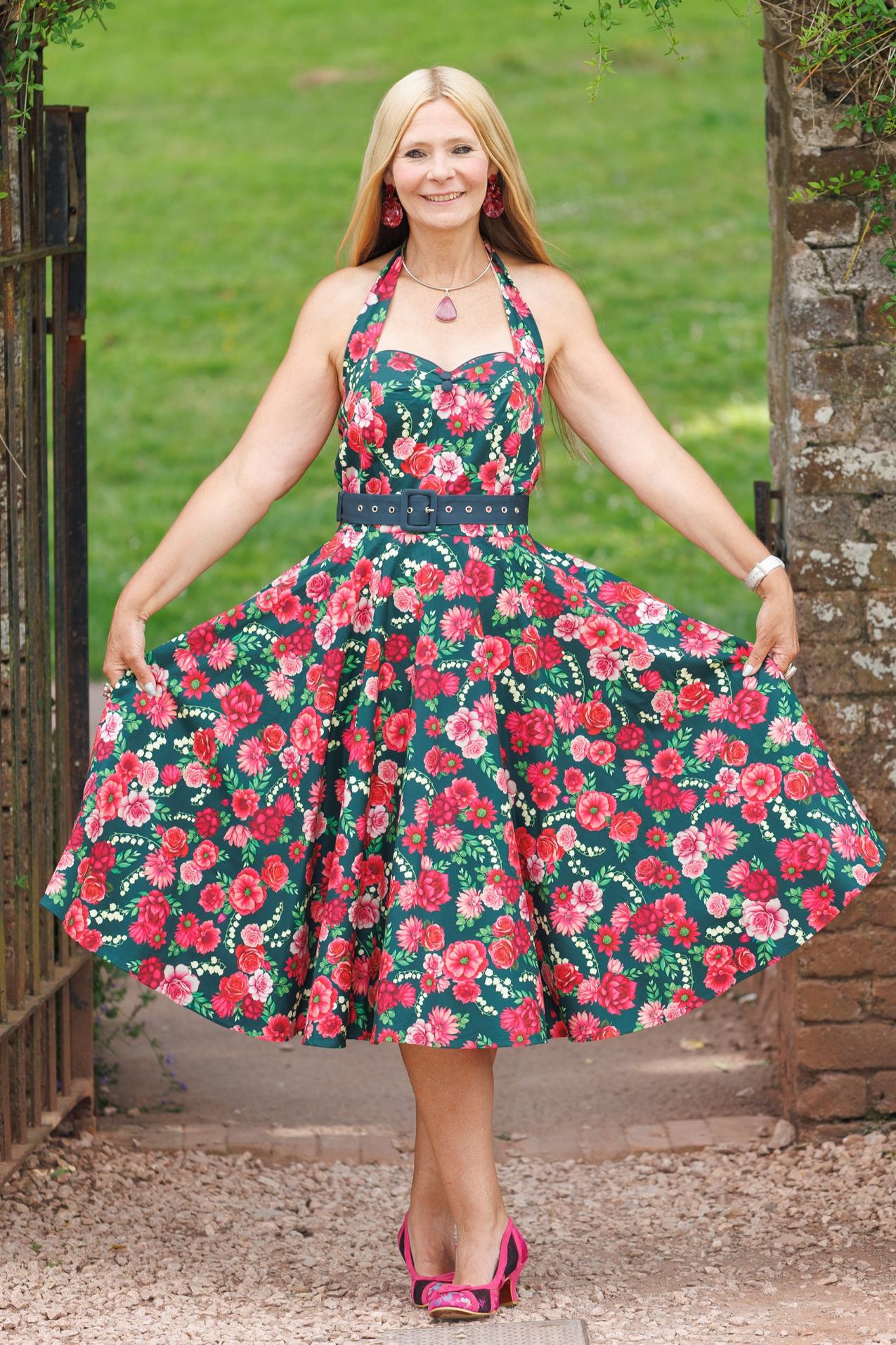 Daisy Pink Floral Halter Dress